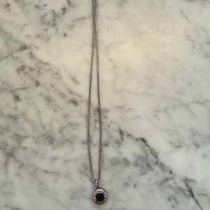 Vintage David Yurman Amethyst and Diamond pendant necklace 17”